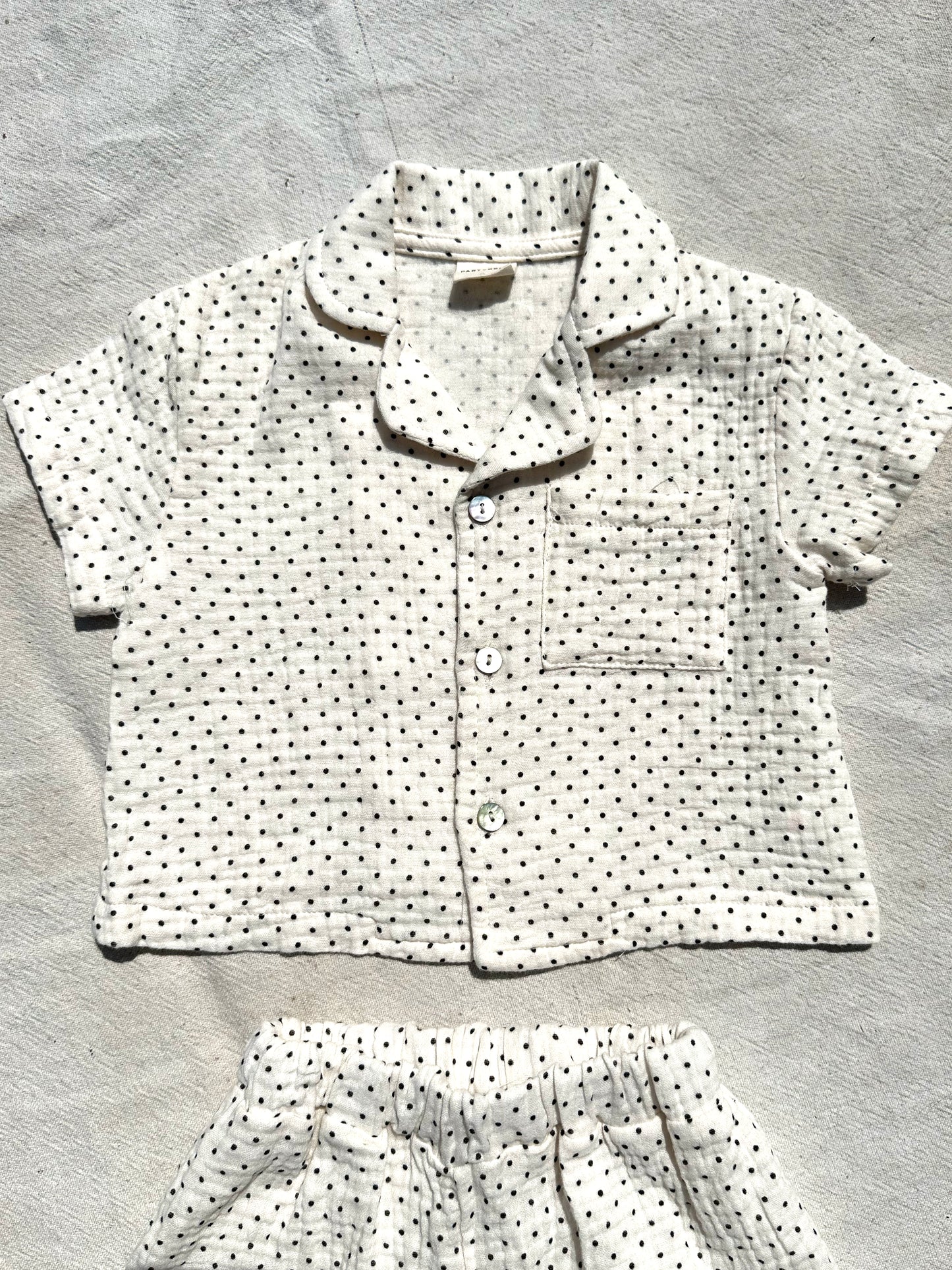 Linen Gauze Set in Black Polka Dot