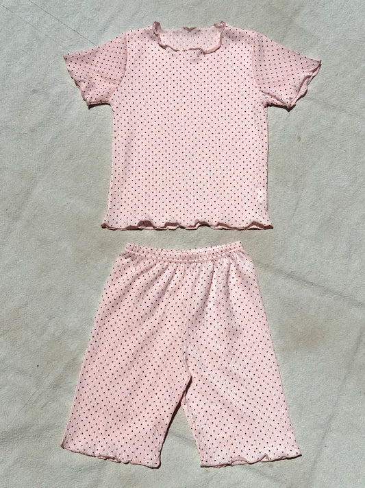 Joni Lounge Set in Pink w/ Polka Dots