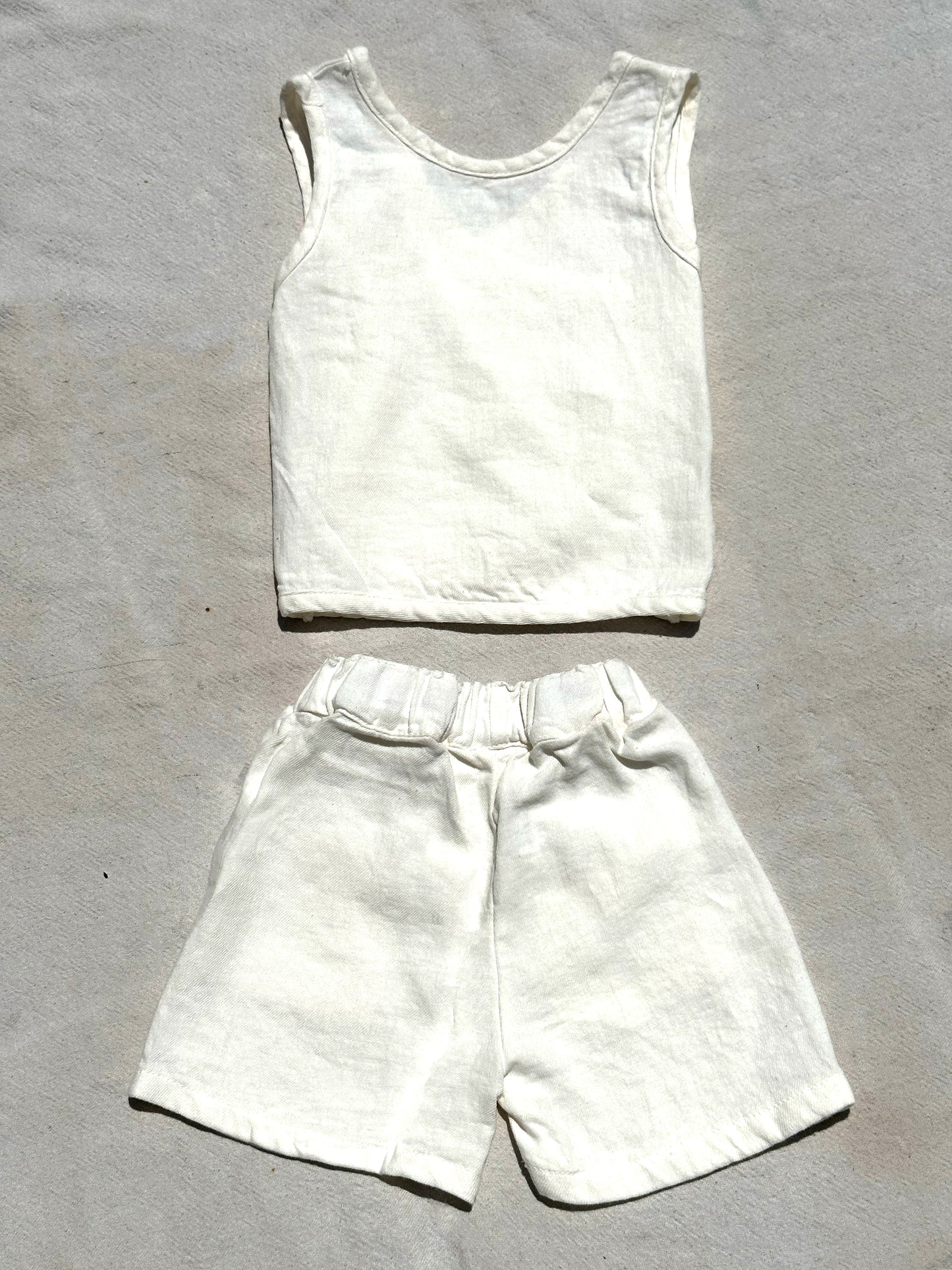 Cross Back Tank Set in Vintage White