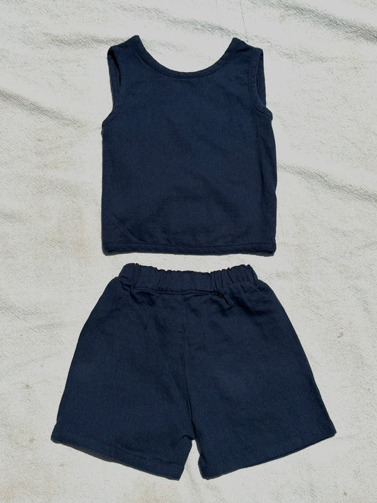 Cross Back Tank Set in Vintage Navy