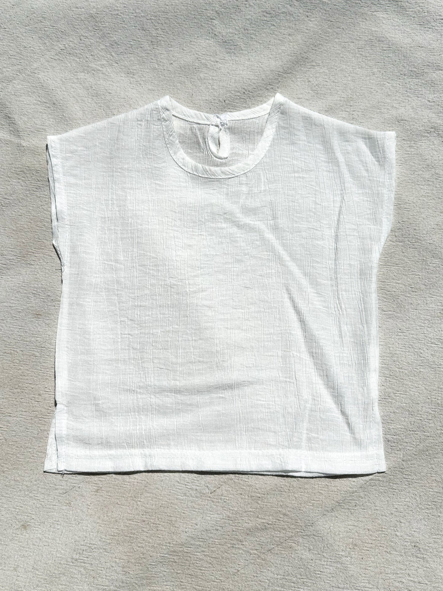 Sleeveless Linen Top in White