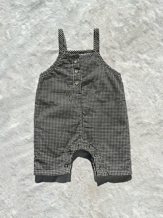 Easy Romper in B/W Mini Gingham