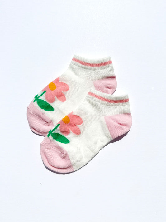 Varsity Flower Ankle Socks in White